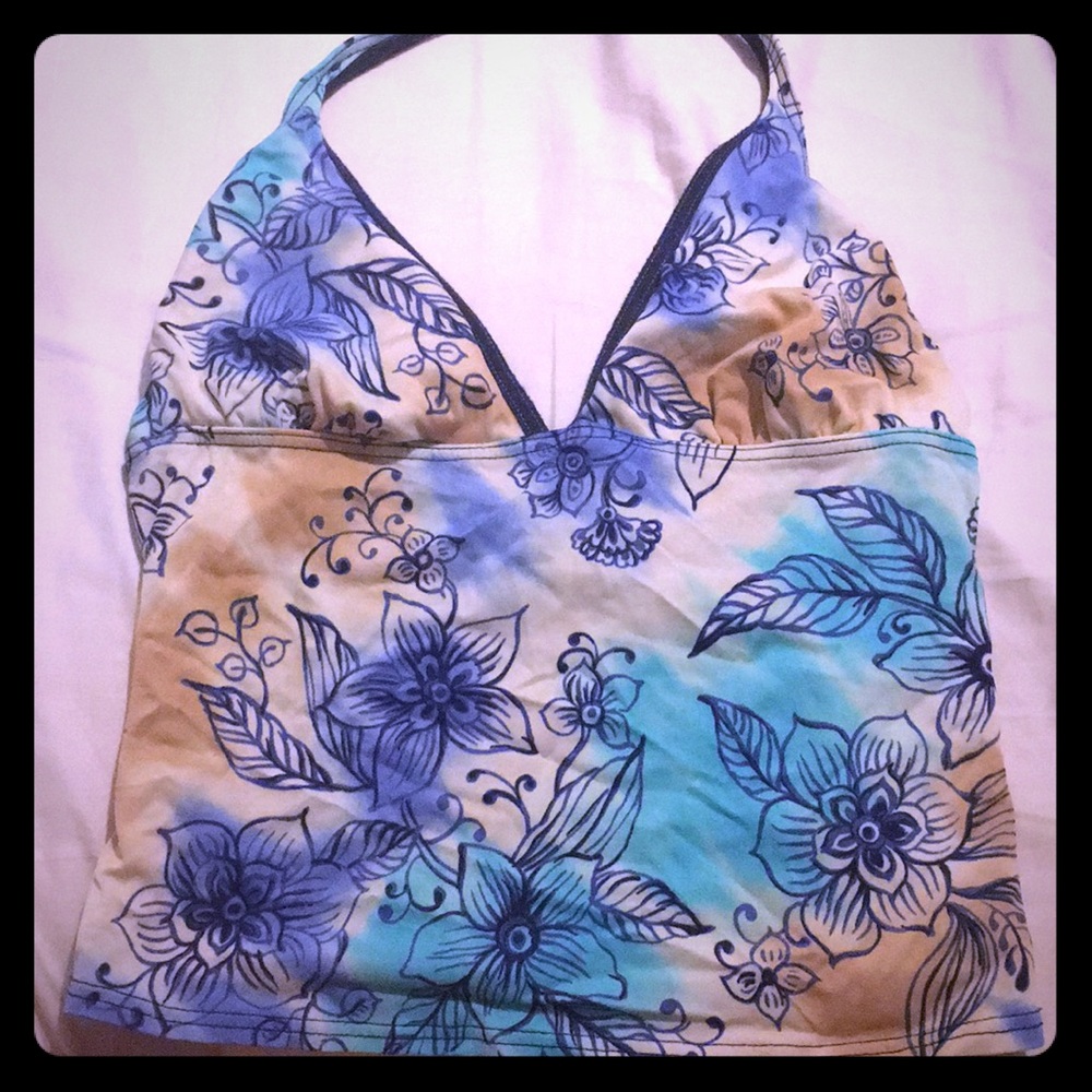 Floral halter tankini top